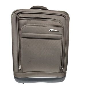 Delsey Rolling Suitcase Olive Green Grey Lightweight Hybrid Carry On Bag *